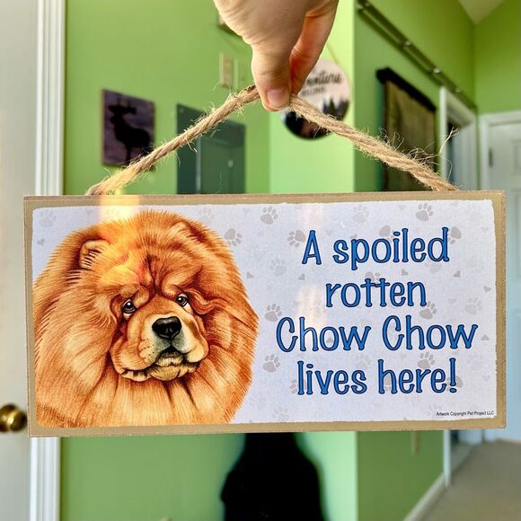 Cute Chow Chow Dog Animal Pet Wooden Wall Hanging Home Decor Accent Art Display - Picture 1 of 7